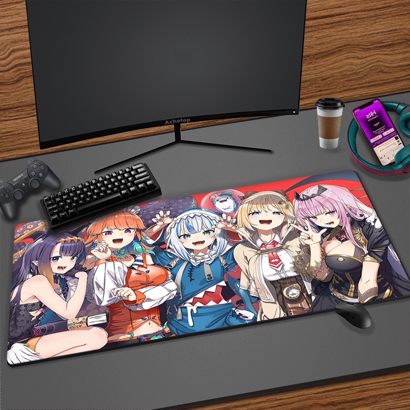 Hololive Gawr Gura แผ่นรองเมาส์ ขนาดใหญ่ 900x400 มม. ลายการ์ตูนอนิเมะ เซ็กซี่ สําหรับคอมพิวเตอร์ PC เกมเมอร์ สํานักงาน
