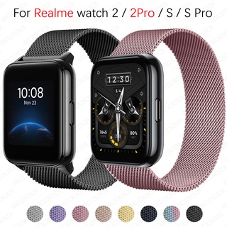 Milanese สายนาฬิกาข้อมือ สเตนเลส สําหรับ Realme Watch 3/2/2Pro/S/S Pro Smart Watch strap