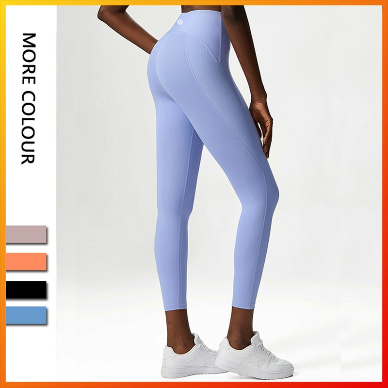 Lululemon กางเกงเลกกิ้งขายาวสําหรับสตรีเอวสูงเหมาะกับการเล่นโยคะวิ่ง c136