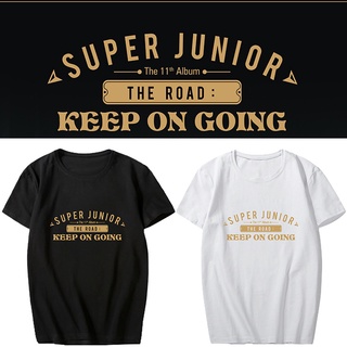 เสื้อยืดลําลอง แขนสั้น พิมพ์ลาย Kpop SUPER JUNIOR The Road Keep on Going แฟชั่นฤดูร้อน สําหรับผู้ชาย และผู้หญิงS-5XL