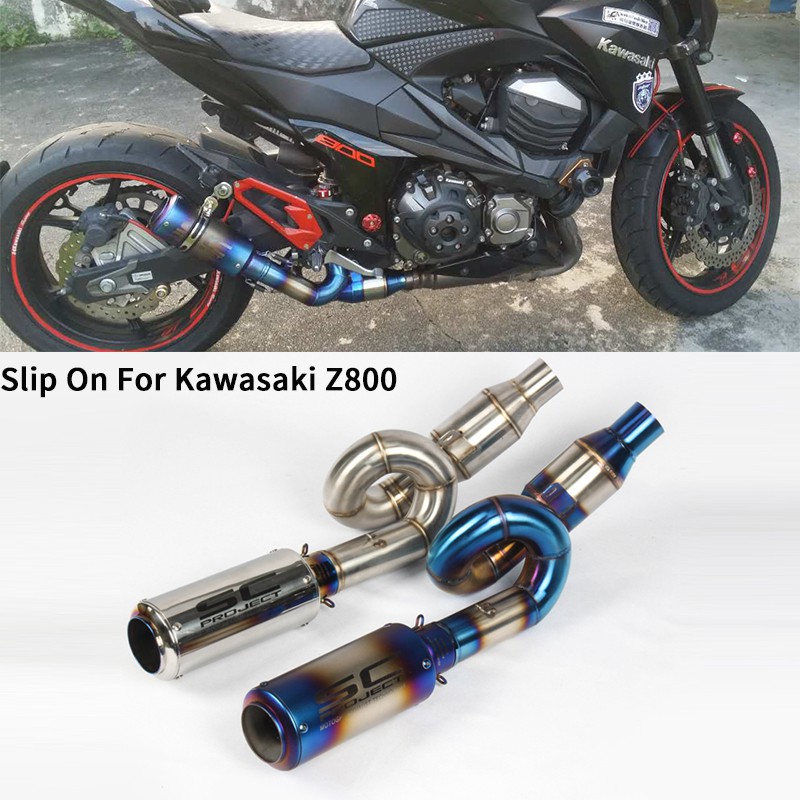 Slip On สําหรับ Kawasaki Z800 Z 800 รถจักรยานยนต์ SC โครงการ Racing ท่อไอเสียดัดแปลงท่อไอเสียกลางการเชื่อมต่อ Link ท่อ