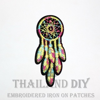 ตัวรีดติดเสื้อ ลาย ตาข่ายดักฝัน สีสวย อินเดียนแดง Red Indian Dream Catcher Patch งานปัก WOP DIY ตัวรีด อาร์มติดเสื้อ