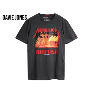 เสื้อยืดผ้าฝ้ายพิมพ์ลายราคาต่ำสุดDAVIE JONES เสื้อยืดพิมพ์ลาย สีเทา Graphic Print T-Shirt in grey TB0265CDขนาดเต็มS-3XL