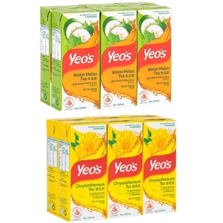 Yeo’s น้ำชาดอกเก๊กฮวย น้ำชาฟักเขียว สูตรหวานน้อย ขนาด 250ml แพค6 กล่อง