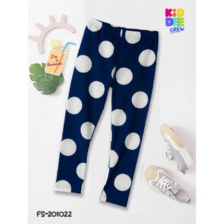 KiddeeCrew เลกกิ้งเด็กผู้หญิงสี  กรม วงกลมขาว Large Navy Polka Dot Legging เหมาะสำหรับอายุ 1-10 ปี