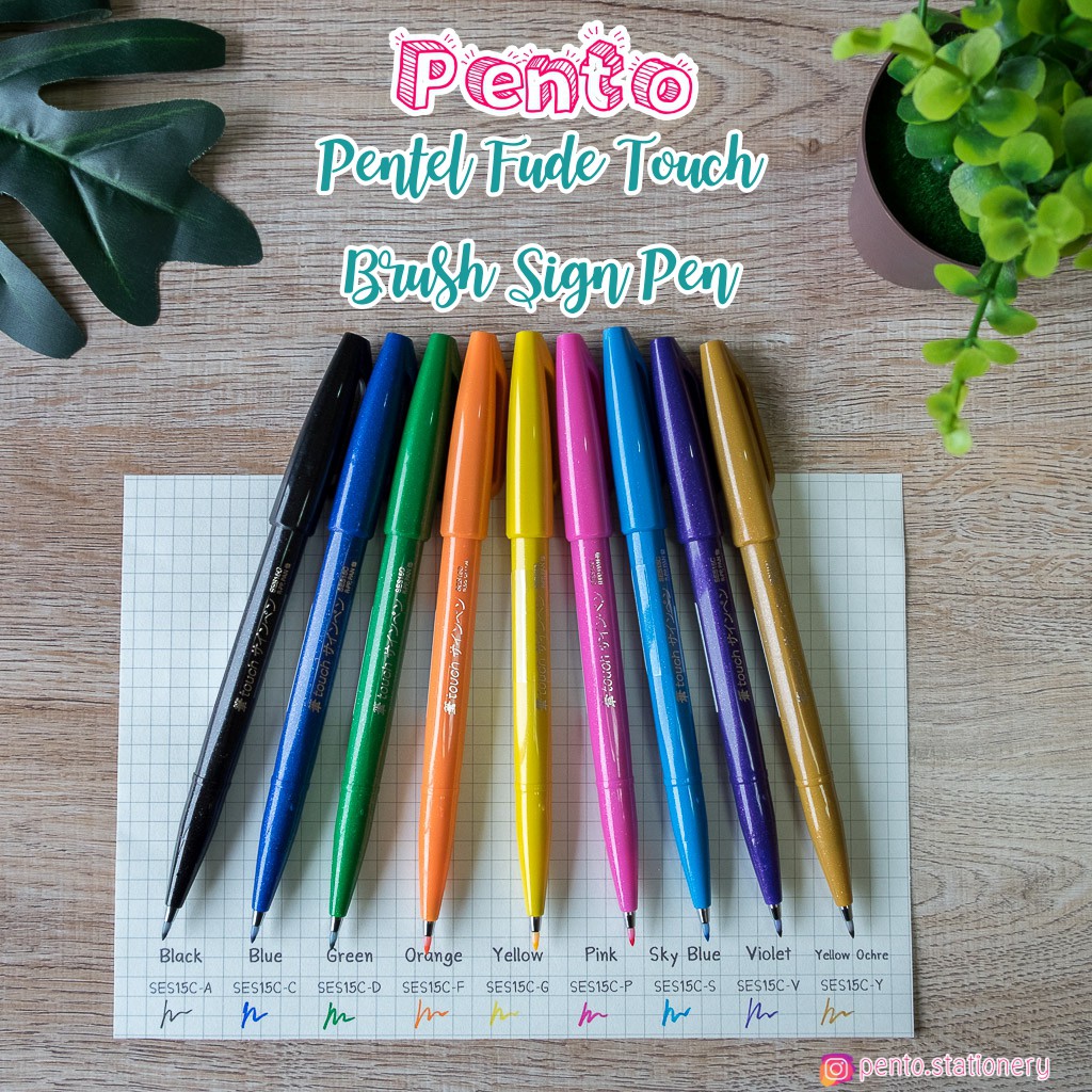 Pento ปากกาหัวพู่กัน Pentel Fude Touch Brush Sign Pen | Shopee Thailand