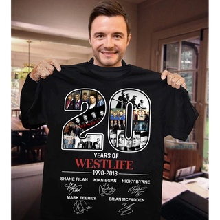 เสื้อยืดผู้ชาย90 - มงคล/20 ปีของ Westlife 1998 2018 เสื้อลายเซ็น XS-4XL เสื้อยืดสําหรับผู้ชาย/เสื้อ