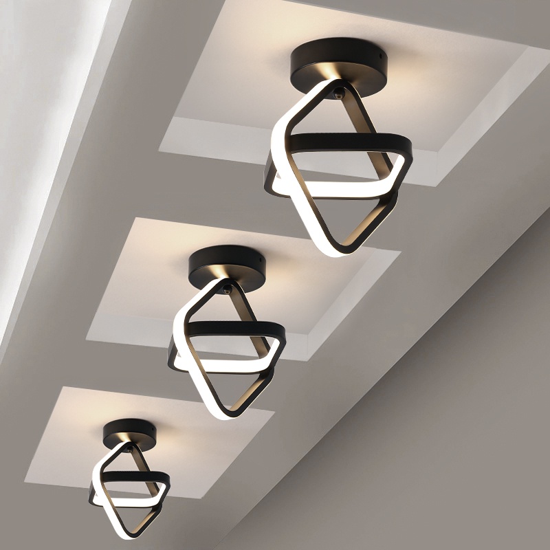 โคมไฟเพดาน Led สำหรับทางเดินทางเดินตู้เสื้อผ้า Black Square Modern Lighting In The Hallway Balcony Home Decor Light Fixt