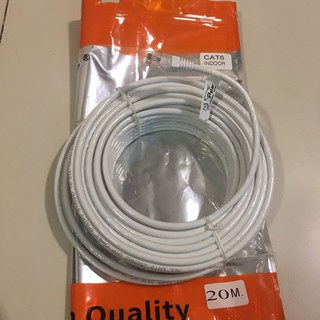 Cable CAT6 ความยาว20m สายแลนเข้าหัวสำเร็จรูป (White)สายสัญญานดีได้มาตรฐาน