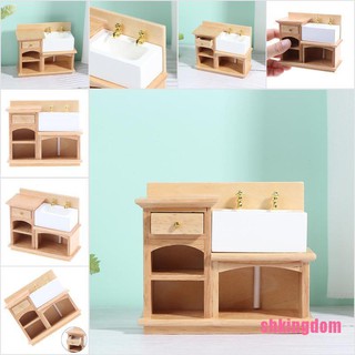 [SHKIb] 1:12 Wooden Dollhouse Furniture Basin Sink Cupboard Cupboard Cabinet DOM