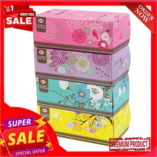 เอโร่ กระดาษเช็ดหน้าลายวินเทจ 150 แผ่น (4 กล่อง)ARO FACIAL TISSUES VINTAGE 150sheetsX4boxs