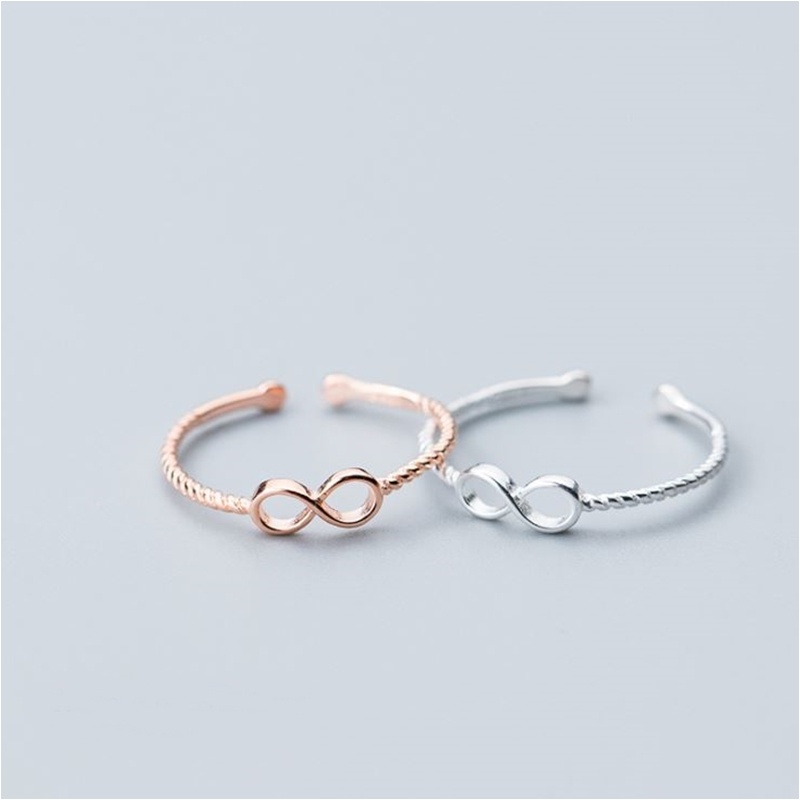 แหวนเงินแท้ 92.5% Infinity (Mini) RGS-028  อินฟินิตี้ สีเงิน และสีโรสโกลด์ ปรับขนาดได้ ราคา ถูกที่สุด ดีลบีเคเค แกลเลอรีภาพที่ 2