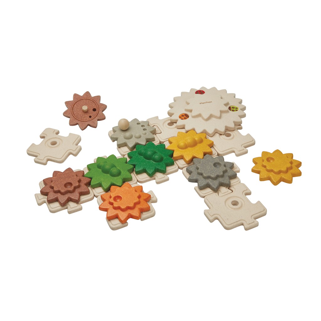 PlanToys ของเล่นไม้ 5394 Gears & Puzzles จิ๊กซอว์ดอกไม้ฟันเฟือง เสริมพัฒนาการ สำหรับเด็กอายุ 2 ปี ขึ้นไป