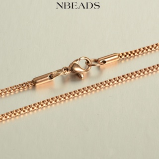 Nbeads สร้อยคอโซ่ สเตนเลส 304 พร้อมตะขอก้ามปู สีโรสโกลด์ 23.6 นิ้ว (60 ซม.) 1 ชิ้น