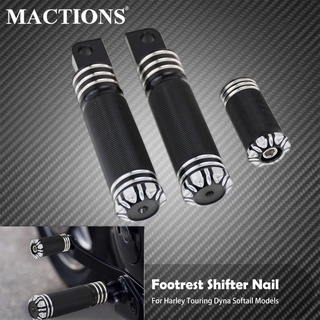 Motorcycle Black Foot Peg Footrest Pedal Shifter Nail Kits For Harley Touring Dyna Fatboy Sportster XL883 1200 Road King