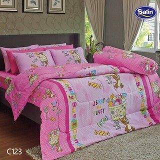 Satin Junior ผ้าปูที่นอน 6 ฟุต  5 ชิ้น (ไม่รวมผ้านวม) No.C123 Tom&amp;Jerry