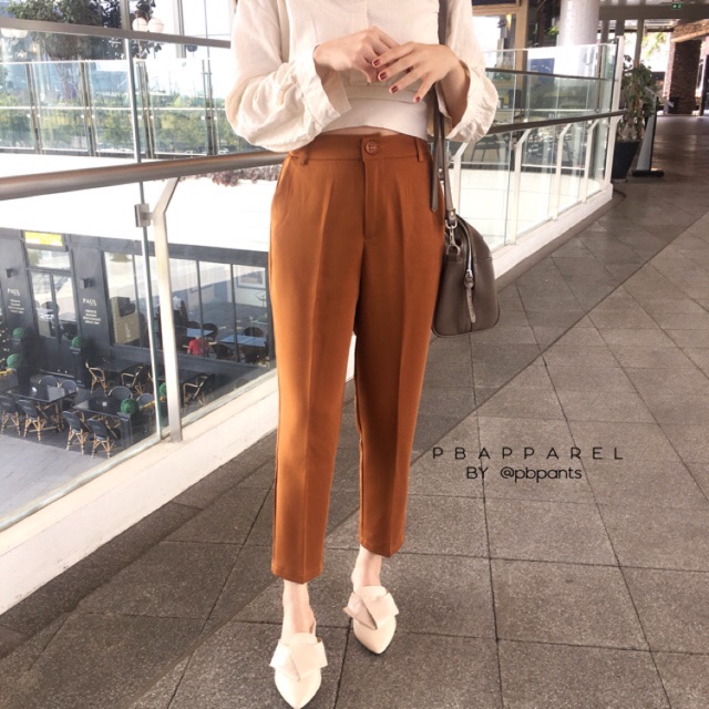 Pbpants กางเกงขากระบอกตรงทรงเกาหลี ยาว 33" 7 ส่วน