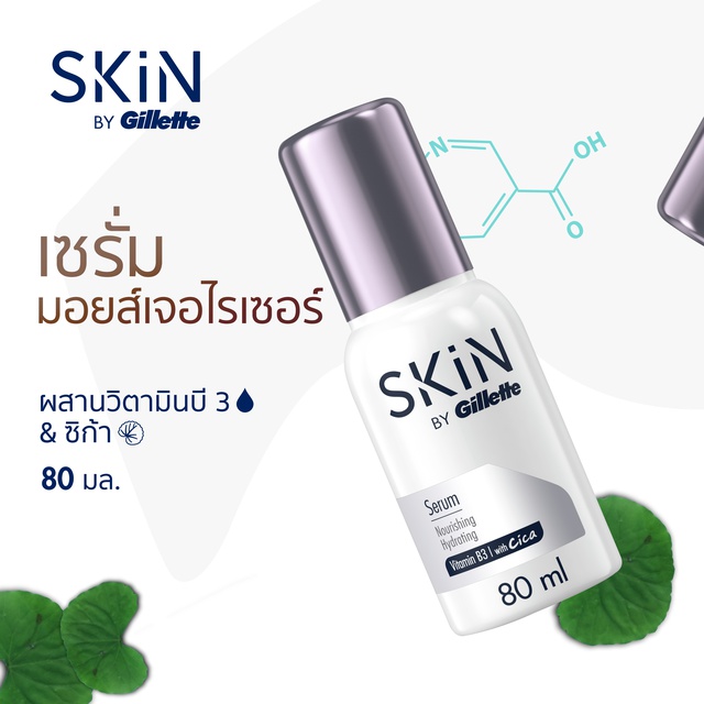 Gillette Skin By Gillette สกิน บาย ยิลเลตต์ เซรั่ม มอยส์เจอไรเซอร์ สำหรับผู้ชาย 80มล.. 