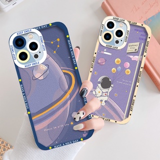 เคสป้องกันโทรศัพท์มือถือ TPU แบบนิ่ม ลายการ์ตูนนักบินอวกาศ สําหรับ iPhone 11 12 13 Pro Max lphone 7 8 Plus X XS SE 2020