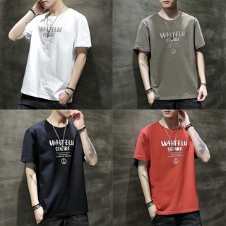 (ใหม่/พร้อมส่ง) เสื้อยืดคอกลมแขนสั้น เสื้อยืดผู้ชาย(มี4สี) ใส่ดูหล่อดูเท่ กำลังฮิตมาแรง