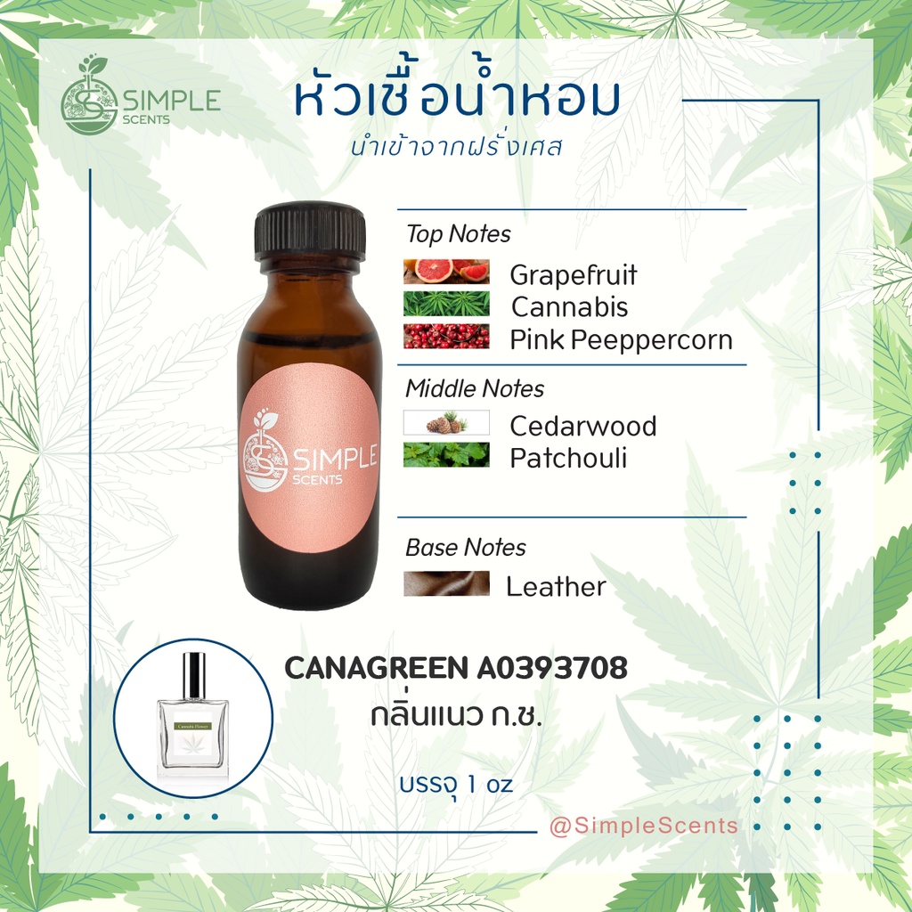 หัวเชื้อน้ำหอม 100 % กลิ่นแนว กัญชา / CANAGREEN