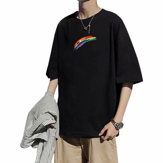 เสื้อยืดผ้าฝ้ายพรีเมี่ยม พร้อมส่ง#เสื้อยืด#ตัวผู้#ขนาดพิเศษ#M-5xl#คอกลม#เสื้อยืดแขนสั้น#พิมพ์#อนิเมะ#สายรุ้ง#ไหมพรม#ดํา
