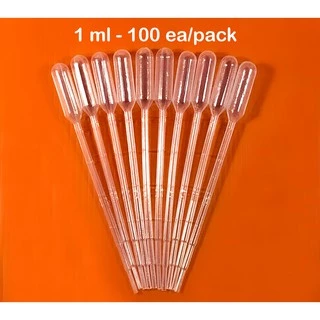100 ชิ้น/ถุง หลอดหยดสาร/สี ดรอปเปอร์ พลาสติก Plastic Dropper Pasteur Pipette ขนาด 1ml, 2ml, 3ml, 5ml