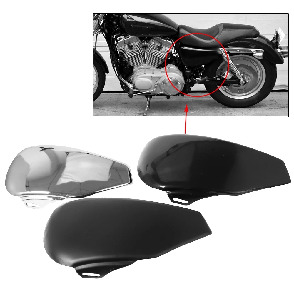 สําหรับ Harley Sportster 48 72 Iron XL 883 1200 2014-2020 Black/ Chrome Steel ซ ้ ายแบตเตอรี ่ ด ้ านข ้ าง Fairing ฝาครอบรถจักรยานยนต ์