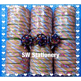 ริบบิ้น TW กากเพชรลายรุ้ง เบอร์ 2 ความยาว 50 หลา ขนาด 12 mm ม้วนละ 32 บาท