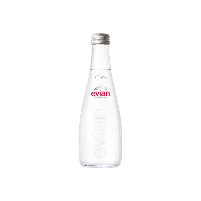 เอเวียง น้ำเเร่ ในขวดแก้ว จากฝรั่งเศส 330 มิลลิตร - Evian Water Glass Bottle imported from France 330ml