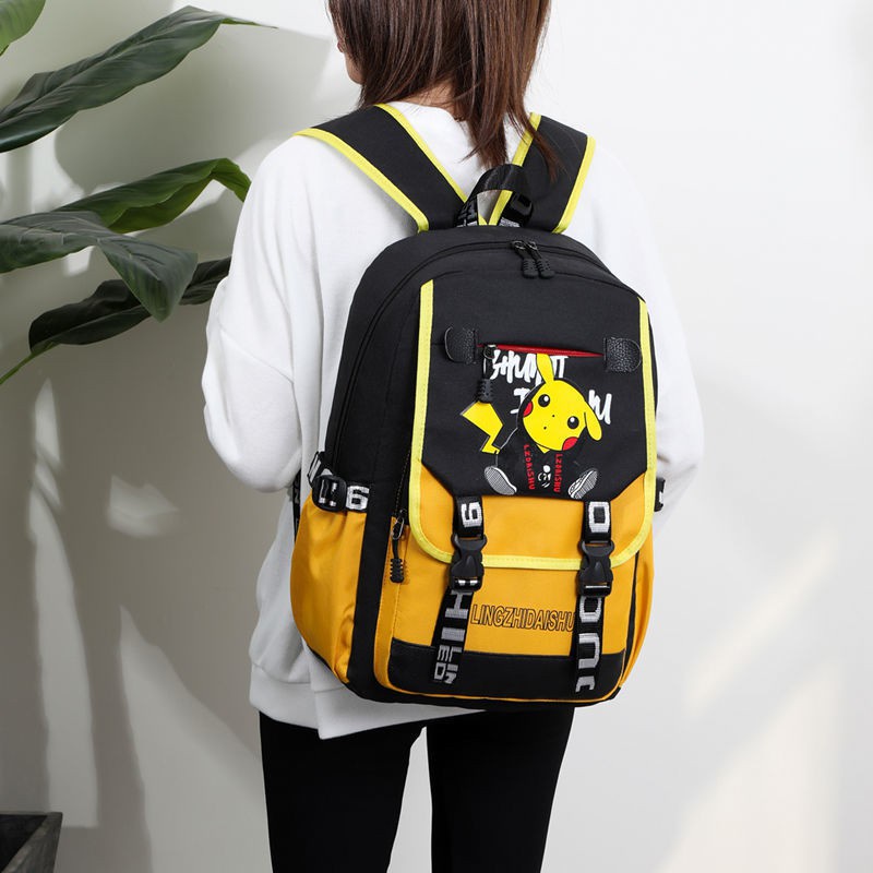 ☺Children's Favorite☺Hot sale！ จิงโจ้ Pikachu กระเป๋านักเรียน ผู้ชายและผู้หญิง ไหล่ กระเป๋าเป้สะพายหลัง เด็ก แฟชั่น แนวโ