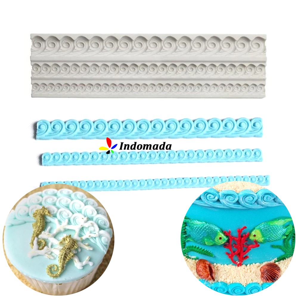 Indomada Ocean Wave Fondant แม่พิมพ์ซิลิโคนช็อกโกแลต Candy Pudding Waves แม่พิมพ์ซิลิโคนลูกไม้