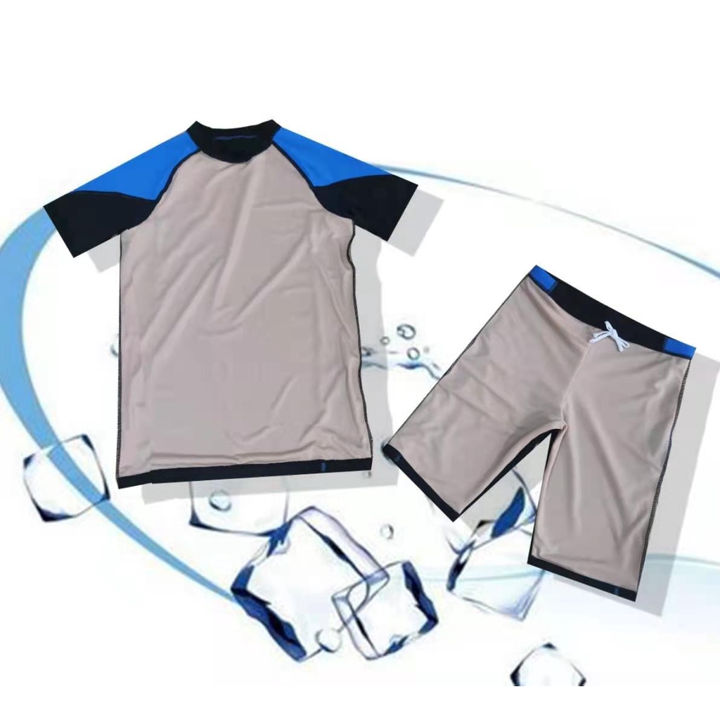 ชุดว่ายน้ำผู้ชาย ทรงสปอร์ต เสื้อแขนสั้น+กางเกงขาสามส่วน มีซับใน รุ่น91013 - รูปที่ 6