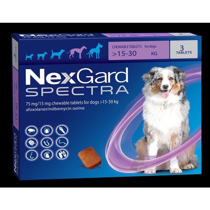 เม็ดเคี้ยวสำหรับสุนัข Nexgard SPECTRA 15-30 กก. หมดอายุ 08/22 บรรจุ 3 เม็ด DqaL