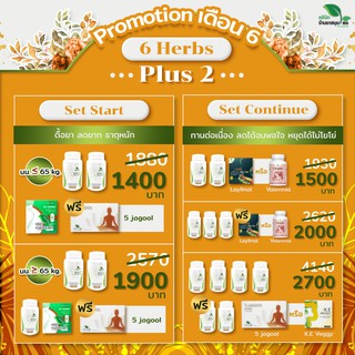 โปรเดือน 5 6herbs plus2 สมุนไพรลดน้ำหนักสำหรับบุคคลทั่วไป ลดยาก ธาตุหนัก ดื้อยา