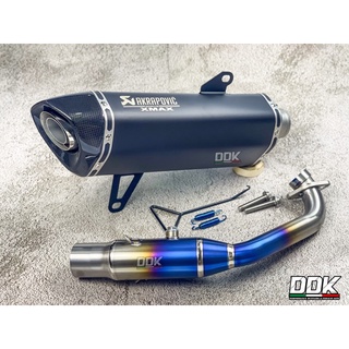 ท่อแต่ง Xmax300 ปลายท่อตรงรุ่น คอไทเท Akrapovic 18 นิ้ว เลสสีดำ ปากคาร์บอนเคฟล่าแท้ ปากเฉียง โลโก้เลเซอร์