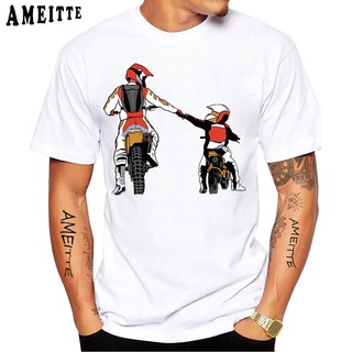 เสื้อยืดแขนสั้นลําลอง พิมพ์ลาย Super Dad And Son Dirt Bike Best Buddies Foreve สําหรับผู้ชาย และคู่รัก เหมาะกับการเล่นกี