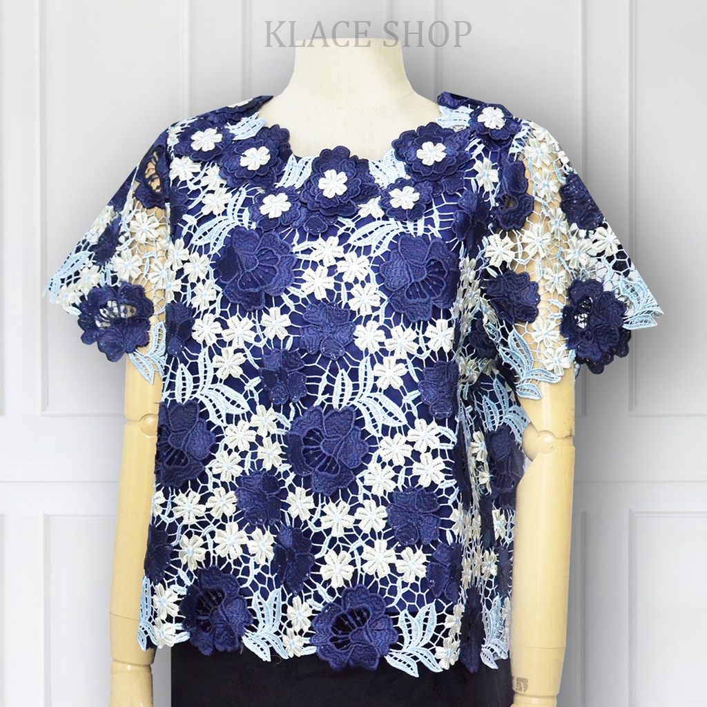 Almini - เสื้อลูกไม้ไทย รหัส BP464 ยี่ห้อพิ้งค์บูติค Pink Boutique รอบอก 44 46 นิ้ว เสื้อผู้สูงอายุ 