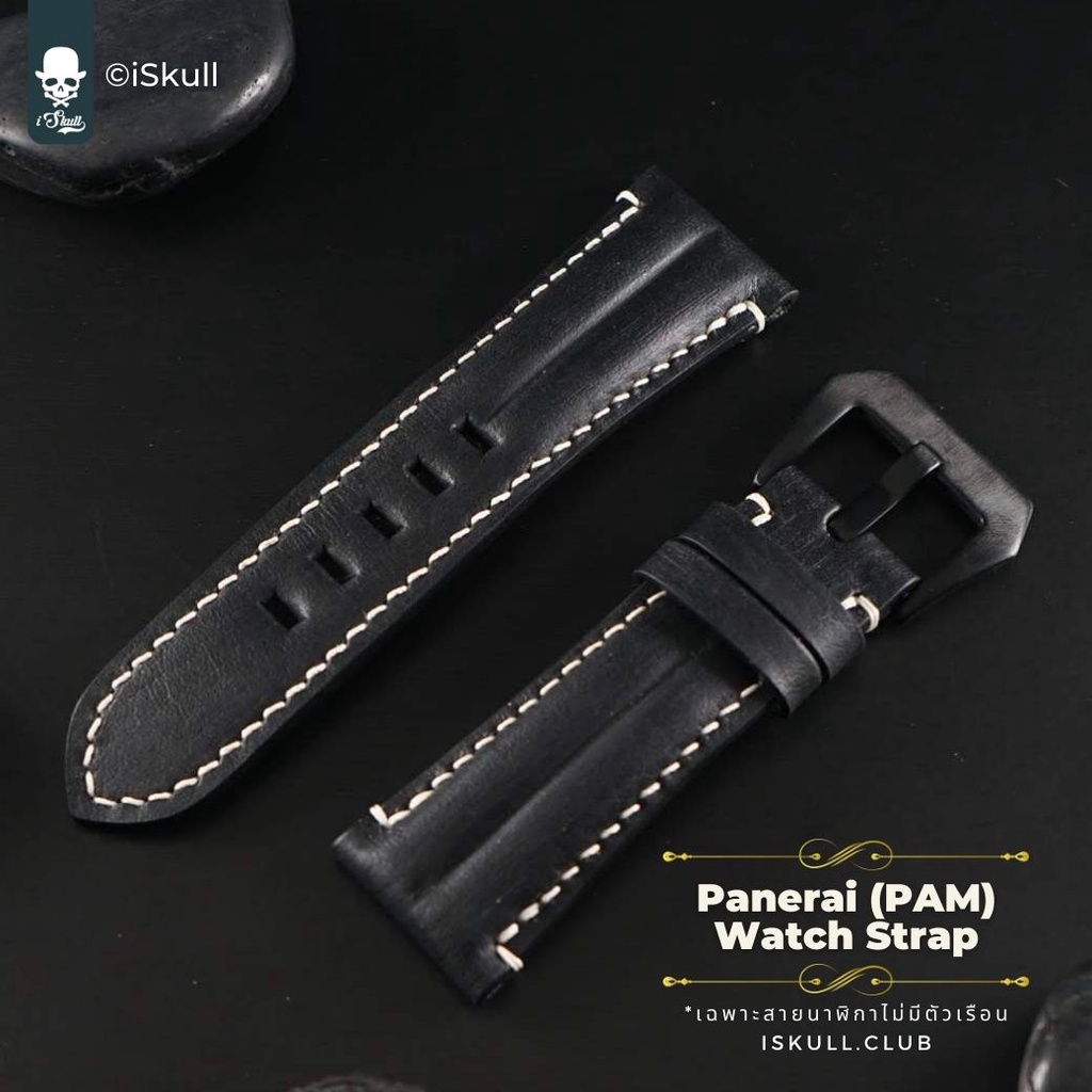 สายนาฬิกา panerai | สายนาฬิกาหนังวัวแท้ สีดำ สำหรับ Panerai (PAM)