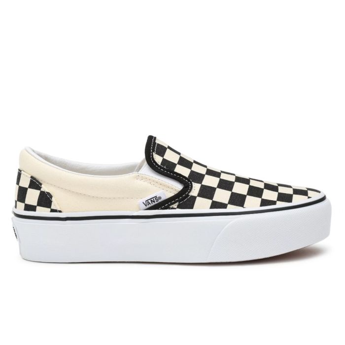 [ลด30% เก็บโค้ด 2509FASHDD] VANS Classic Slip-On Platform Checkerboard Black/White รองเท้าแวนส์ ทรงสวม