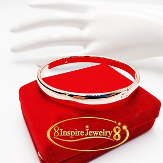 INSPIRE JEWELRY กำไลทองชมพูลายเรียบมันแบบร้านทอง หน้ากว้าง 6minn รอบวงใน 6x6cm แฟชั้นอินเทรนชั้นนำ Pink gold plated