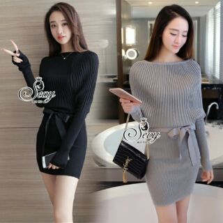 Mini dress ไหมพรมทรงสวยลุคสาวเรียบหรู