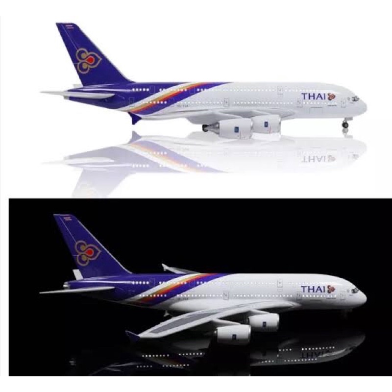 โมเดลเครื่องบิน AIRBUS A380 THAI AIRWAYS การบินไทย เครื่องบินพาณิชย์ที่ใหญ่ที่สุดในโลก เปิดไฟได้สั่ง
