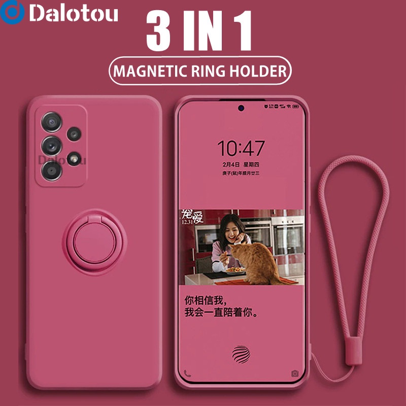 เคสซิลิโคน พร้อมแหวนแม่เหล็ก หรูหรา สําหรับ Samsung Galaxy A52 A72 A52S A53 A33 A73 A13 A23 4G 5G