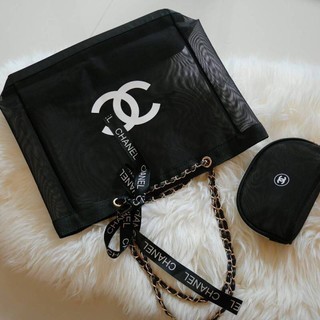 กระเป๋า Chanel Shopping Ribbin bag Chain With + Cosmetic Pouch