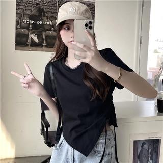 Suxi เสื้อยืดลําลอง คอกลม แขนสั้น เข้ารูป สีพื้น เข้ากับทุกการแต่งกาย แฟชั่นฤดูร้อน สําหรับสตรี