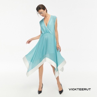 VICKTEERUT V-Neck Sleeveless Flared Dress เดรสคอวีชายบาน