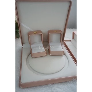 กล่องสินสอด สีโรสโกลด์ สำหรับใส่เครื่องประดับ ทอง หนัง PU กล่องแหวนตั้งได้