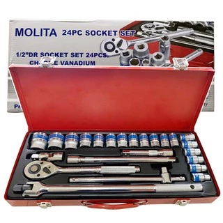 MOLITA TOOLS ชุดเครื่องมือ ประแจ ชุดบล็อก 24 ชิ้น ขนาด 1/2 (4หุน)