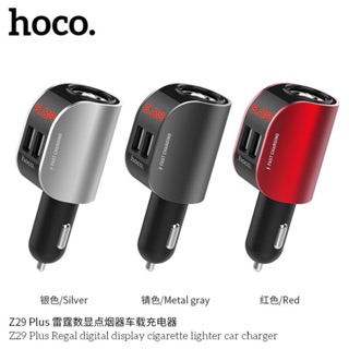 Hoco ที่ชาร์จในรถ รุ่น Z29 Plus ที่ชาร์จเสียบที่จุดบุหรี่ Regal Digital Display Cigarette Lighter Car Charger